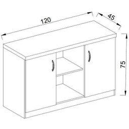Armário Baixo 2 Portas e Nicho para Escritório - Linha Essencial - Madeirado/Preto - Stock Móveis - 3