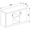 Ver imagem 3 de Armário Baixo 2 Portas e Nicho para Escritório - Linha Essencial - Madeirado/Preto - Stock Móveis