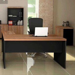 Armário Baixo para Escritório com Chave - Linha Essencial - Madeirado/Preto - Stock Móveis - 2