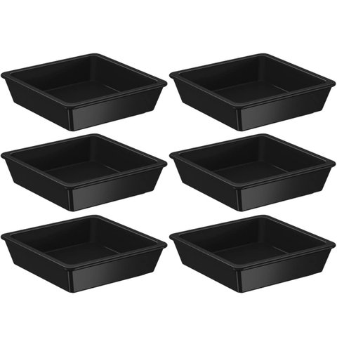 Kit 6 Porta Shoyu 50ml Molheira Sushi Preta Pote Quadrado Nozoki Uno Coza Plástico