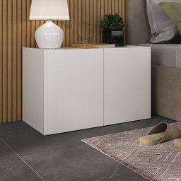 Kit 2 Mesas de Cabeceira 2 Portas Mp4135 Branco Branco - 3 Kit 2 Mesas de Cabeceira 2 Portas Mp4135 Branco Branco - 3