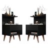 Conjunto Duas Mesas de Cabeceira Criado para Quarto Apoio Cama Preto - 1