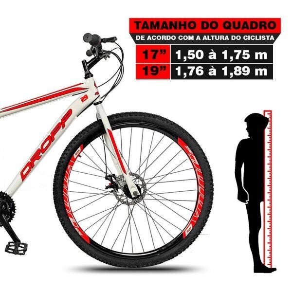 Bicicleta Aro 29 Dropp Sport Aço 21 Marchas Freio a Disco - Branco+Vermelho - 17 - 4