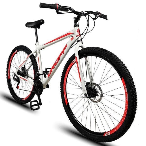 Bicicleta Aro 29 Dropp Sport Aço 21 Marchas Freio a Disco - Branco+Vermelho - 17 - 2