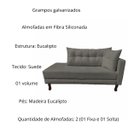Ver imagem 3 de Divã Recamier Psicologia Troya 140 Cm Suede Grafite - Fm