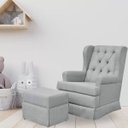 Ver imagem 2 de Poltrona de Amamentação com Balanço e Puff P02 Capitonê Linho Cinza Escuro - Lyam Decor