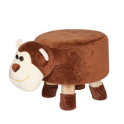 Puff Banqueta Infantil Redondo Macaco Pelucia Beccaro Decor - 3