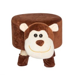 Puff Banqueta Infantil Redondo Macaco Pelucia Beccaro Decor - 1