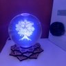 Luminária Bola de Cristal Árvore da Vida - Base Led Colorido Flor de Lótus - 4