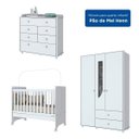 Ver imagem 2 de Quarto de Bebê Completo com Guarda-Roupa 3 Portas, Cômoda e Berço Mini Cama Benjamin Espresso Móveis