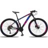 Bicicleta 29 Ksw Câmbio Shimano 27v Acera Susp Com Trava - Azul+Rosa - 21 - 3