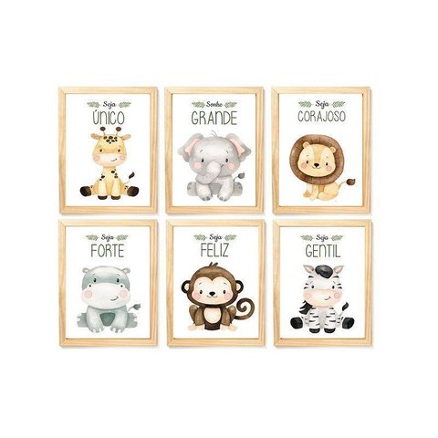 Kit Quadro Infantil Safari Decorativo Quarto Criança Enxoval Bebê