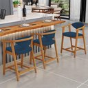 Ver imagem 7 de Kit 04 Banquetas Baixa para Cozinha Sala Jantar Bancada Cecília L02 Suede Azul Marinho - Lyam Decor