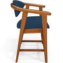 Ver imagem 3 de Kit 04 Banquetas Baixa para Cozinha Sala Jantar Bancada Cecília L02 Suede Azul Marinho - Lyam Decor