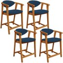 Ver imagem 1 de Kit 04 Banquetas Baixa para Cozinha Sala Jantar Bancada Cecília L02 Suede Azul Marinho - Lyam Decor