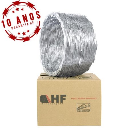 Cerca concertina simples inox 45cm caixa para 10 metros (33 voltas)