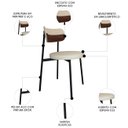Ver imagem 3 de Cadeira de Jantar Estofada Kit 2 Nyka M25 Linho Areia/whisky - Mpozenato