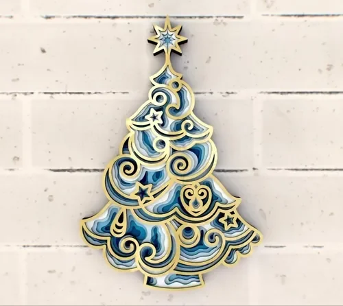 Quadro Decorativo Camadas Arvore de Natal MD0045 MDF 29cm - 2