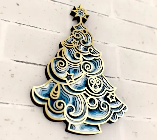 Quadro Decorativo Camadas Arvore de Natal MD0045 MDF 29cm - 1