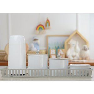 Kit Higiene Bebê Moderno Porcelana Quarto Térmica Banho - Cinza