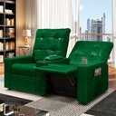 Ver imagem 1 de Poltrona do Papai Reclinável Sala de Cinema Movie 2 Lugares Manual Baú USB PU Verde Musgo G23 Gran B