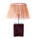 Ver imagem 1 de Abajur Enix 42cm Base Cerâmica Marron E27 Max 40W Cúpula Fios de Seda