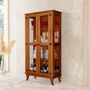 Ver imagem 2 de Cristaleira de Madeira Maciça Bella Luna 2 Portas de Vidro Vintage Retrô Reforçada Alta Castanho