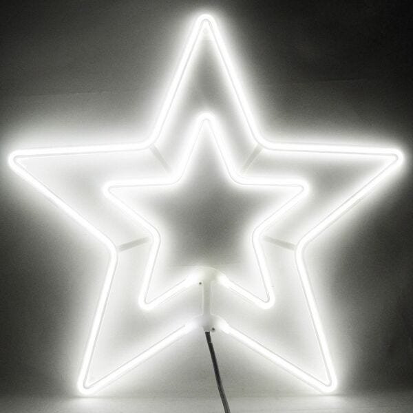 Estrela Pisca Pisca Neon Natal 8 Funcoes Decoração Natalino Enfeite Branco 6000K - 2
