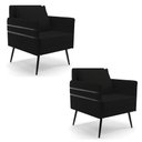 Ver imagem 2 de Kit 02 Poltronas Linho Preto A79 Pés Palito De Ferro Preto