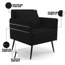 Ver imagem 5 de Kit 02 Poltronas Linho Preto A79 Pés Palito De Ferro Preto