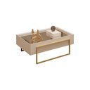 Ver imagem 1 de Mesa de Centro Kika com Tampo Espelhado e Pés Metálicos Dourados Moderno Off White DJ Móveis