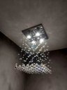 Ver imagem 2 de Lustre de Cristal para Sala de Jantar / Estar com 30cm de Altura Base de Inox Espelhado de 30x30 Cm