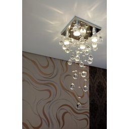 Lustre de Cristal para Sala com 70cm de altura e base de inox espelhado de 20x20cm - 2