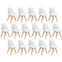 Ver imagem 1 de Conjunto 16 Cadeiras de Jantar Eames Wood Leda Design Estofada - Branco