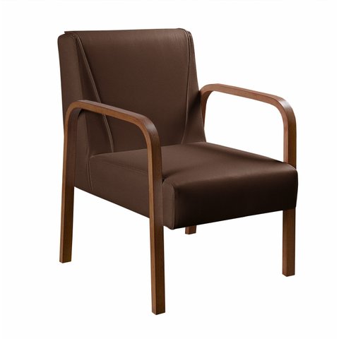 Poltrona Decorativa Anita Para Sala Quarto Recepção - Corino Marrom