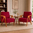 Ver imagem 1 de Kit 2 Poltronas Sala de Estar Maya Luxo Suede Marsala M3 - Monari Design