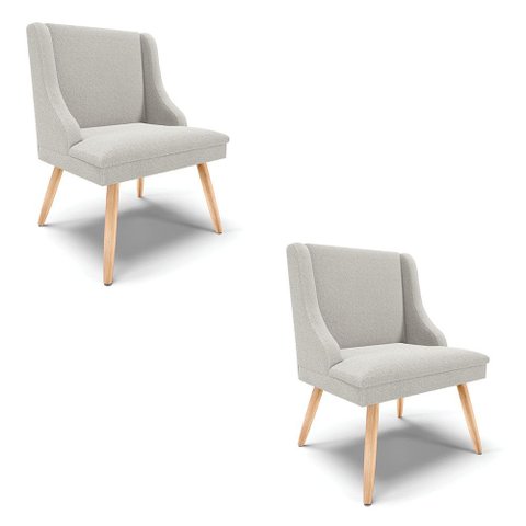 Cadeira Sala de Jantar Pé Palito Natural Kit 2 Liz Boucle Cinza D03 - D’Rossi