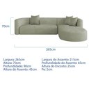 Ver imagem 3 de Sofá de Canto Modular Lado Direito 4 Lugares Tecido Bouclé Verde Oliva Celinne Luxuoso 265cm