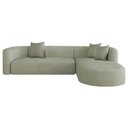 Ver imagem 2 de Sofá de Canto Modular Lado Direito 4 Lugares Tecido Bouclé Verde Oliva Celinne Luxuoso 265cm