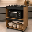 Ver imagem 6 de Balcão para Cooktop 4 Bocas com Nicho para Forno em MDP para Cozinha - Preto