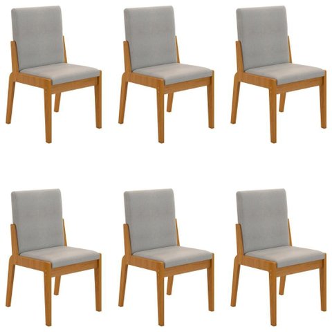 Conjunto de 6 Cadeiras Sinfonia com Estofado em Linho Naturale/cinza
