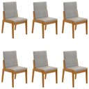Ver imagem 1 de Conjunto de 6 Cadeiras Sinfonia com Estofado em Linho Naturale/cinza