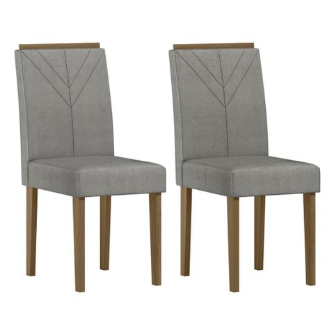 Conjunto 2 Cadeiras Amanda Imbuia/linho Cinza Claro - New Ceval