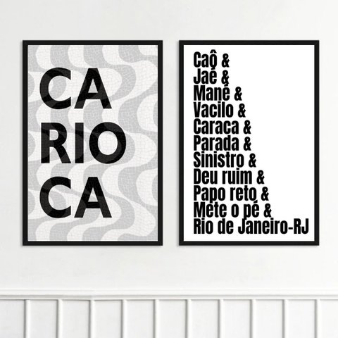 Kit 2 Quadros Decorativos Gírias Cariocas 24x18cm:moldura Preta