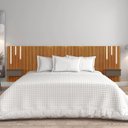Ver imagem 1 de Cabeceira King Paris Ripado Quarto 2 Mesas com Gaveta e Led Naturale/Platinum