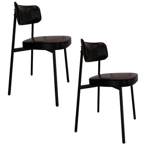 Cadeira de Jantar Estofada Kit 2 Ella M25 Sintético Preto - Mpozenato