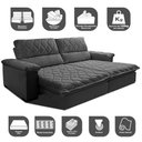 Ver imagem 3 de Sofá Retrátil e Reclinável 2,35m Molas Ensacadas Cama inBox Big Home com Bordado 3D Velusoft