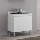 Ver imagem 1 de Balcão Cooktop Ellen 80cm 2 Portas Branco Maderatto Móveis