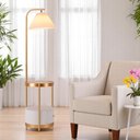 Ver imagem 2 de Luminária de Chão Rutahi para Sala de Estar com Gaveta de Mesa de Centro Quarto em Metal - 160x35cm