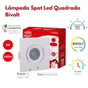 Ver imagem 2 de Lâmpada Spot Led Quadrada Bivolt 7,5x7,5cm 3w Potência 240 Lúmens Durín